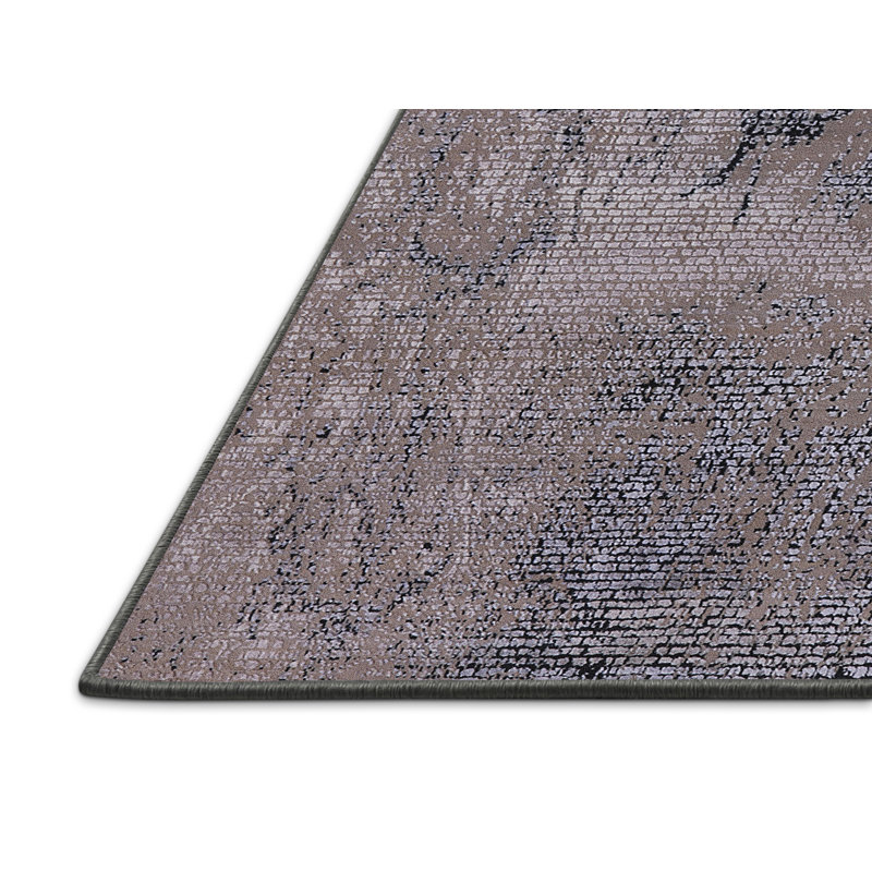 Tapis brun / noir à motif abstrait Brewerton, Rectangle 8 pi x 10 pi