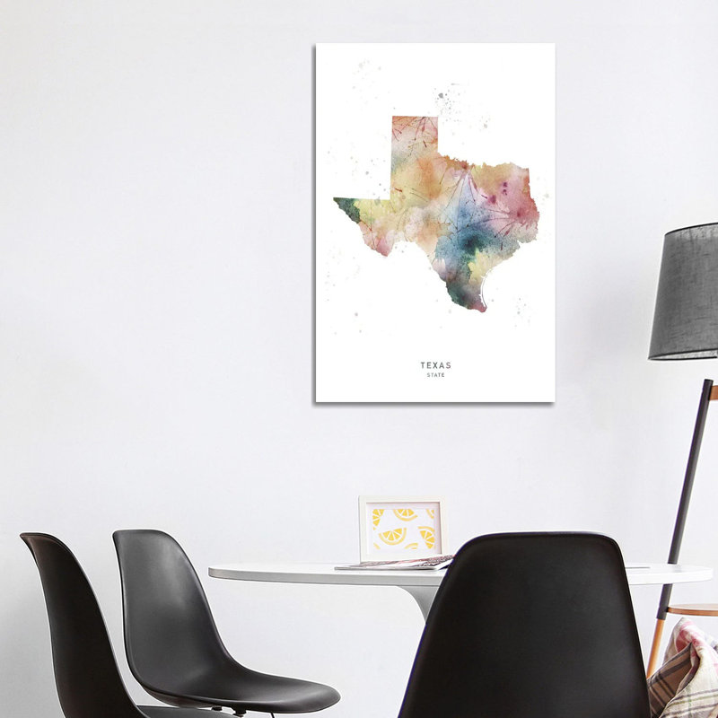 Texas State Watercolour - Wrapped Canvas Print, 45.72cm H x 30.48cm W