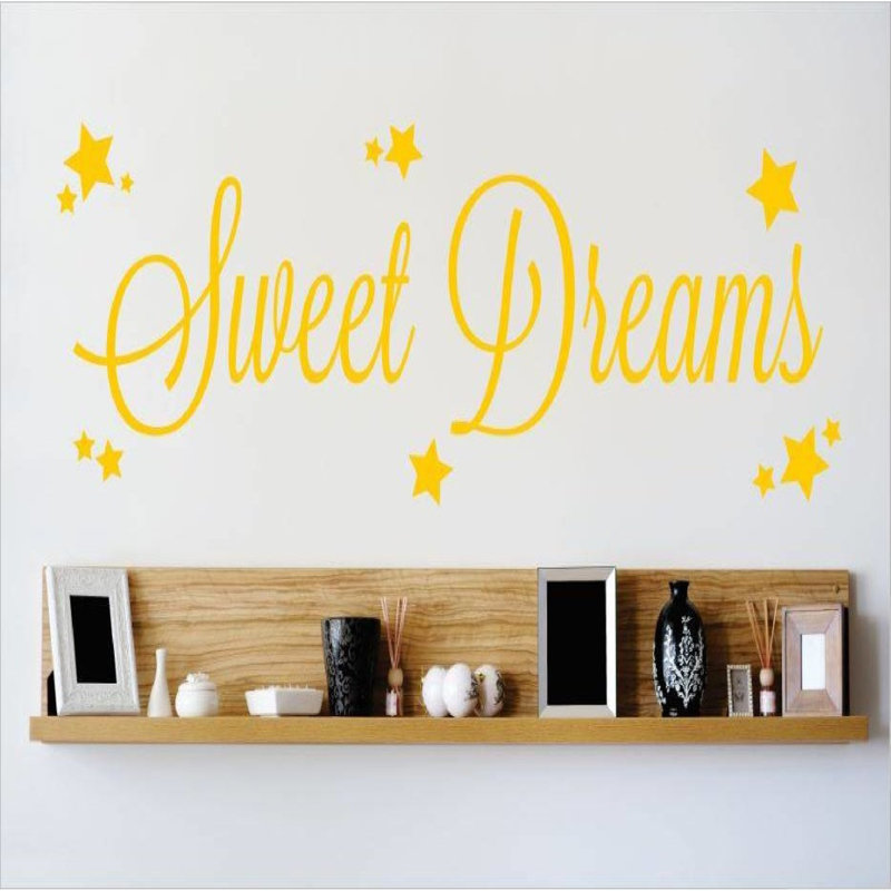 Décalcomanie murale étoile pour rêves doux, Jaune, H 8 po x l 30 po x P 0,16 po