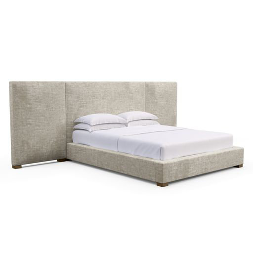 Upholstered Bed, Box Weave Linen Black Jack, Weathered, Twin