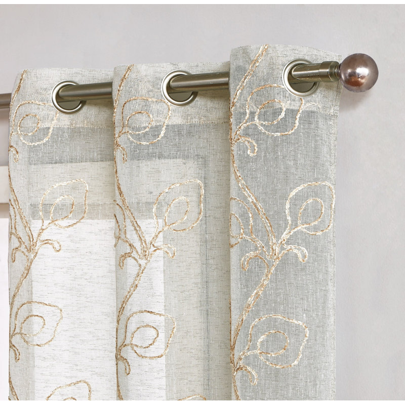 Boho Embroidered Window, 76" W x 84" L, Linen