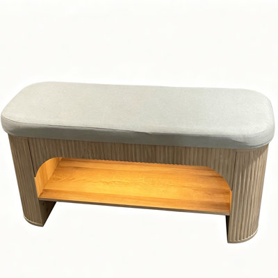 39.4In Shoe Bench with Cushioned Seat and Hidden Space , Entryway Storage Bench with LED Light