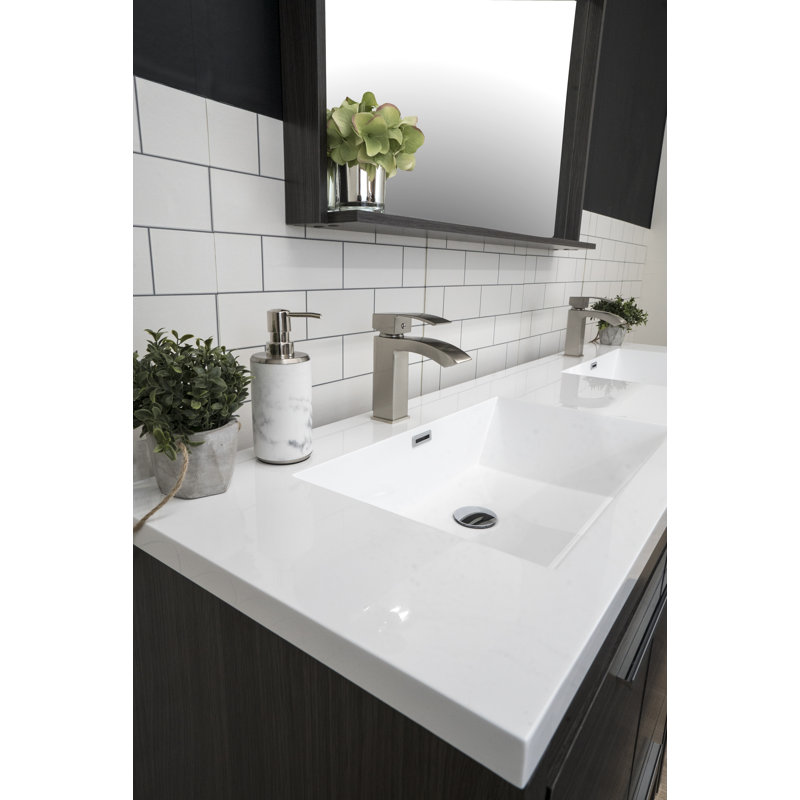 Meuble-lavabo double 71 po Drason, Chêne gris foncé