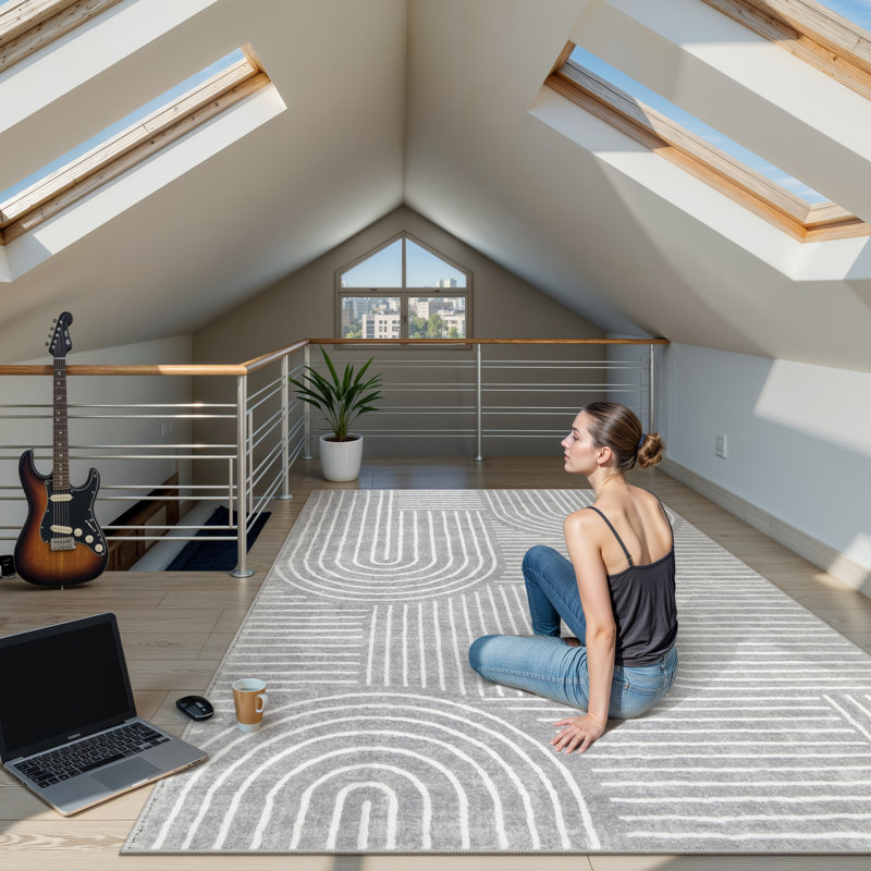  Tapis de chambre à coucher moelleux abstrait antidérapant pour salon, Rectangle 6 pi x 9 pi