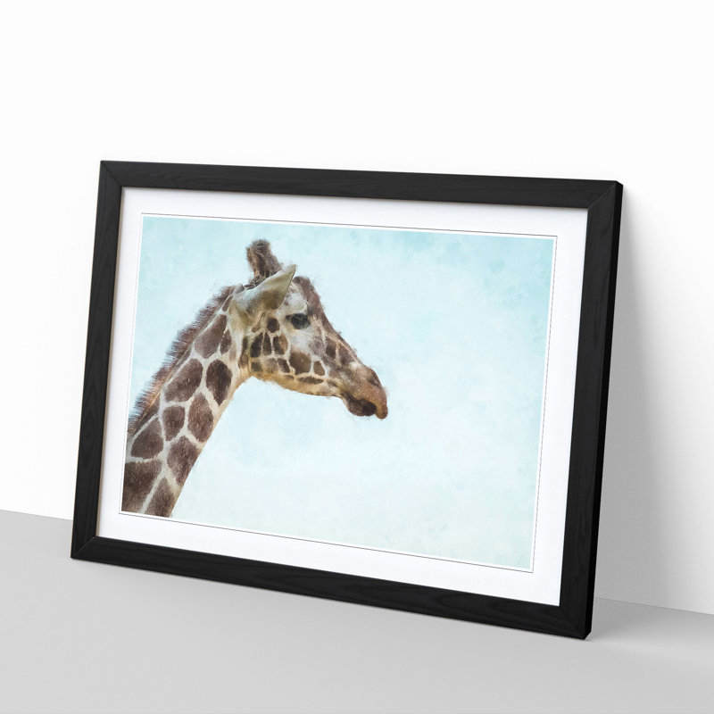 Giraffe Profile - Picture Frame Graphic Art Print, 33cm H x 45cm W x 2cm D, Black Framed