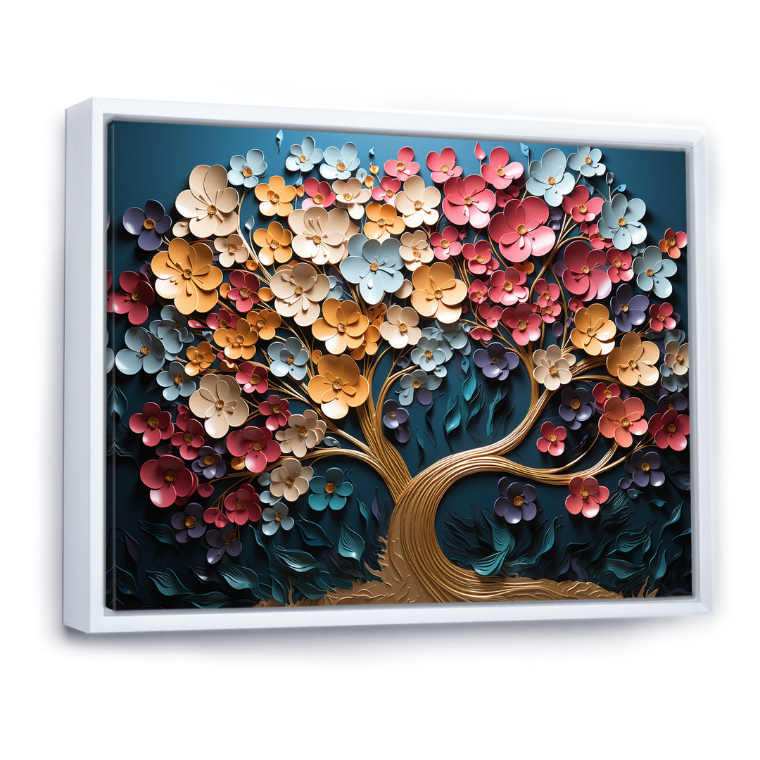 Multicolor golden tree on blue tones - Tree Wall Art Red Barrel Studio® Overall 