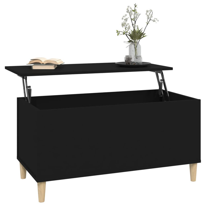 Kishaun Lift Top Four Leg Coffee Table with Storage, 45cm H x 90cm W x 44.5cm D, High Gloss White