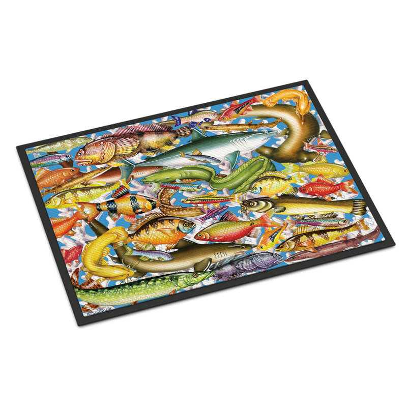 Tapis d'entrée antidérapant Insta, Poisson des profondeurs, 18" W x 27" L