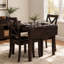 Ensemble table et chaises de coin repas 3 pièces en bois avec abattants et 2 chaises à dossier en X, idéal pour les petits espaces, couleur espresso