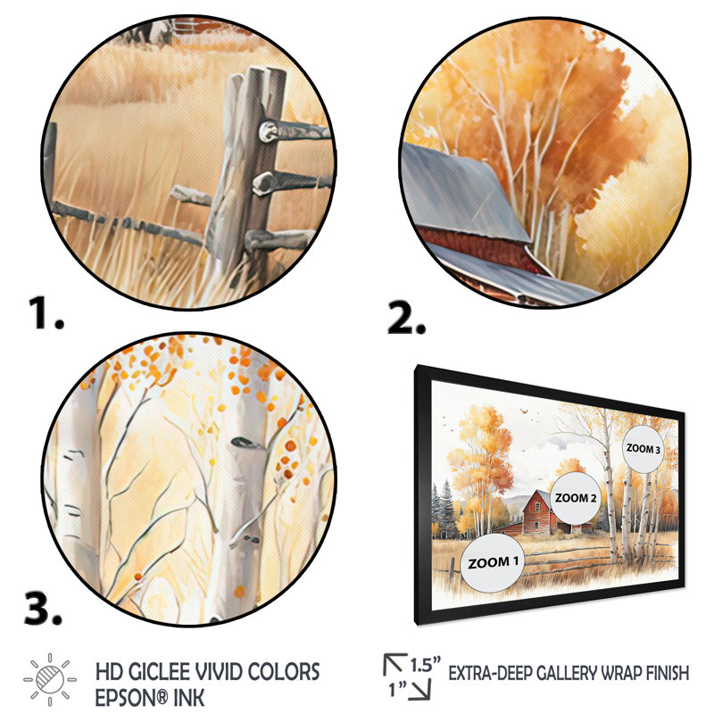 «Path To The Barn V» - Art mural sur toile paysage de grange, Cadre simple noir, H 30 po x l 40 po x P 1,5 po