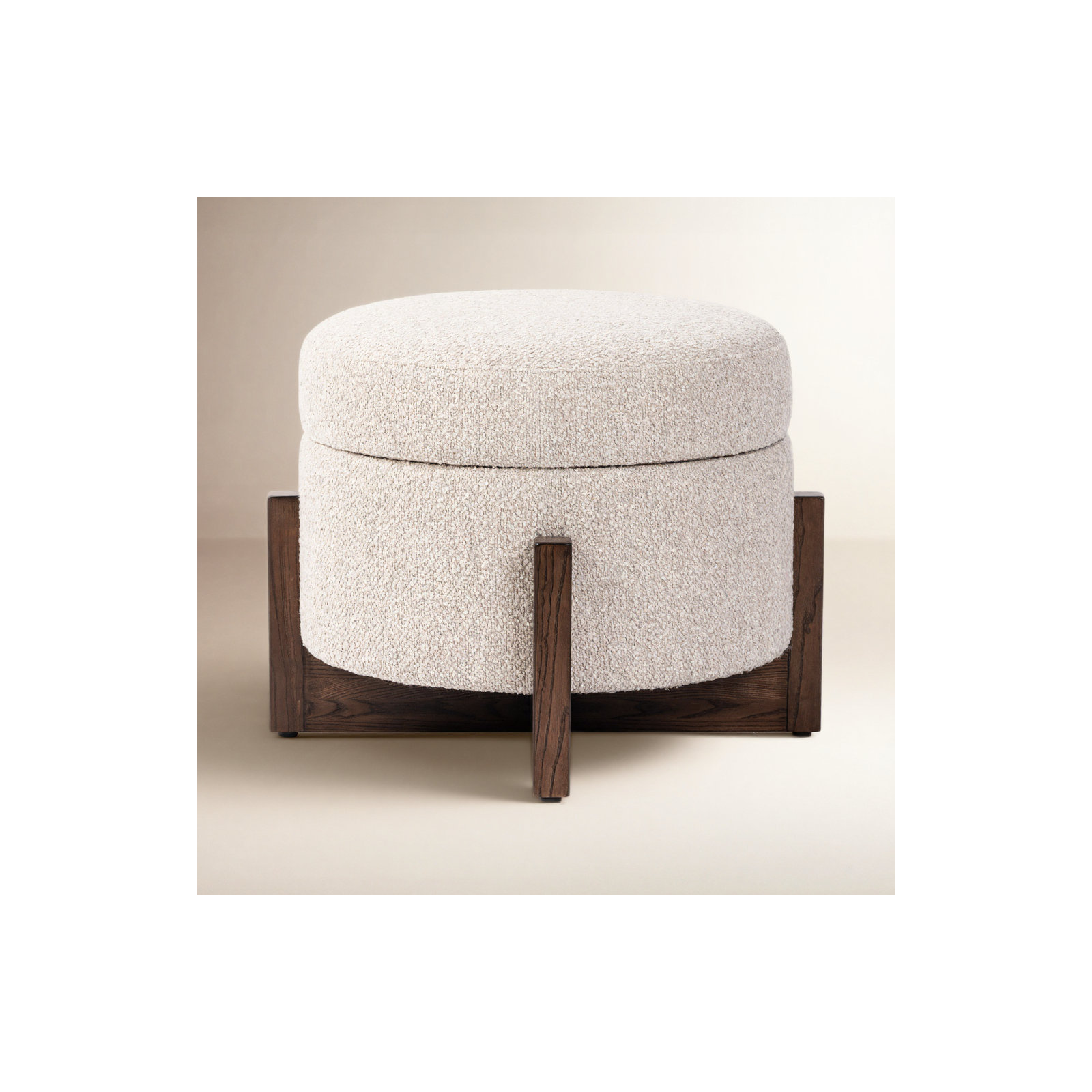 Regan 25" Storage Ottoman, Saddle Fog Boucle