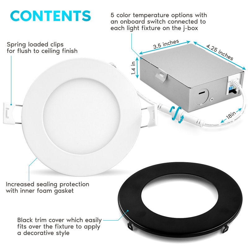 4-Inch Black Aluminum LED Canless Recessed Lighting Kit