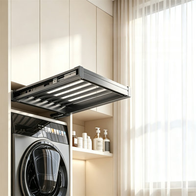 Pull out drying racks for clothes racks, washing machines, and balcony cabinets - retractable hidden drying racks with pants poles