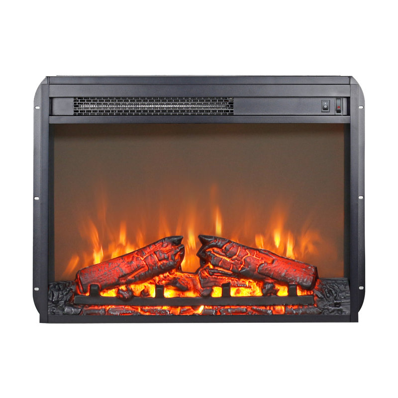 Compact Electric Fireplace Insert with Log Set, Realistic Flame & Overheat Protection, 18.07" H x 23.98" W x 5" D