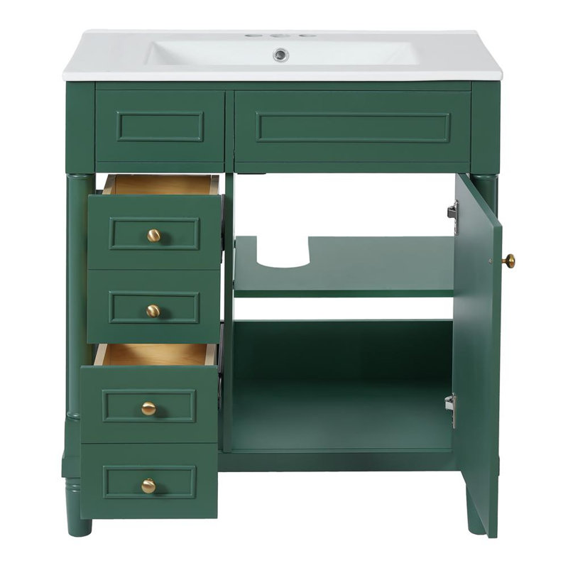 30" Bathroom Vanity with Sink, Green