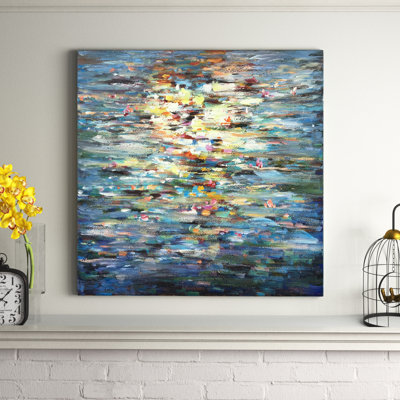  Art mural moderne sur toile, art texturé bleu