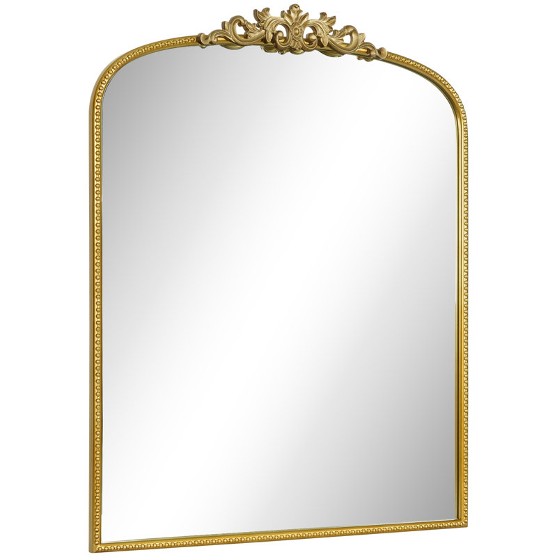 Vintage Floral Arch Iron Frame Mirror, Gold, 28" x 36"