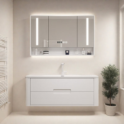Armoire de salle de bain moderne et simple de style crème
