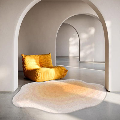 Tapis moderne abstrait, tapis à dégradé irrégulier pour le salon, tapis de chevet en forme de nuage, grand espace lavable antidérapant pour la cuisine du dortoir de l'entrée de la chambre à coucher, champagne