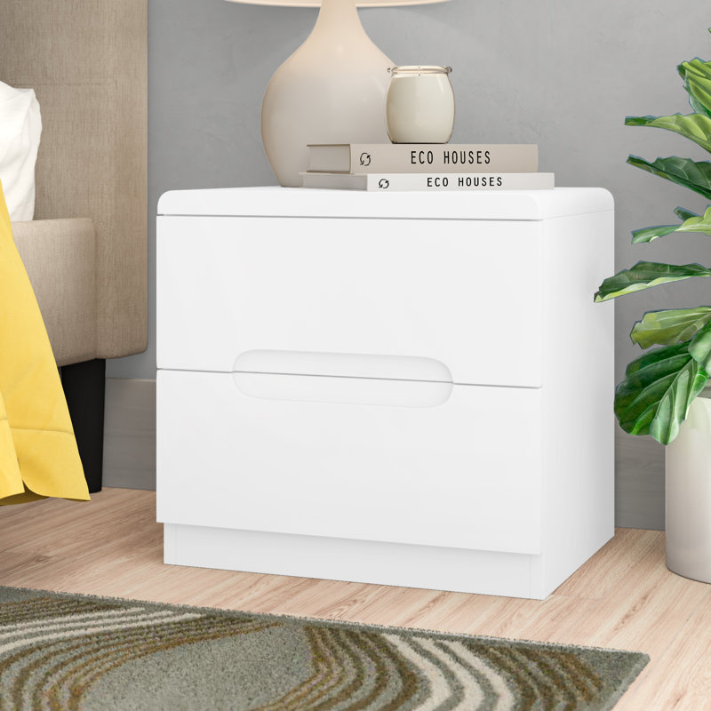 Mulak 45cm W Bedside Table, White