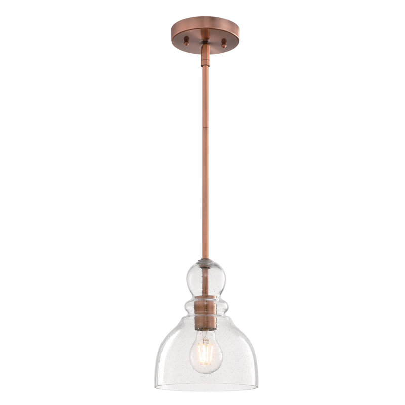 Lomita 1 - Light Copper Single Pendant, Washed Copper, 8.5" H x 7" W x 7" D, No