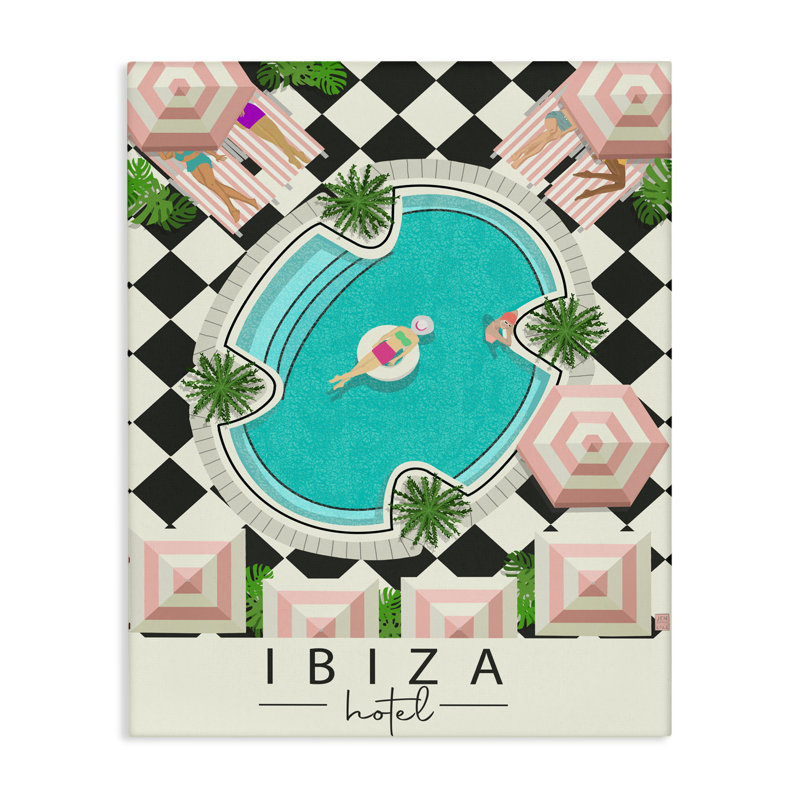 Toile de piscine Ibiza Hotel, design par Jen Bucheli, H 20 po x l 16 po