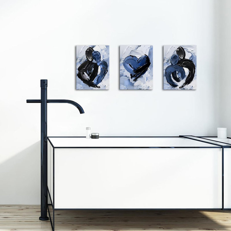 3 Piece Wrapped Canvas Print, Blue