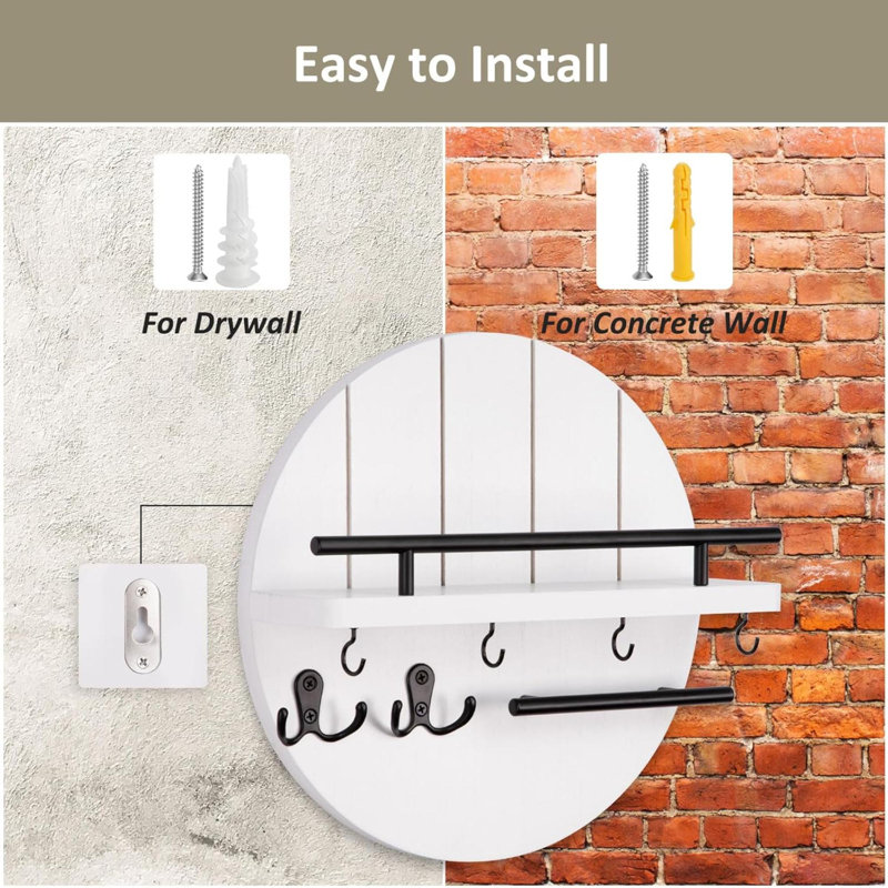Wood Wall Organizer, White/Black