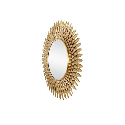 Plume Round Brass, Engineered Wood Wall Mirror