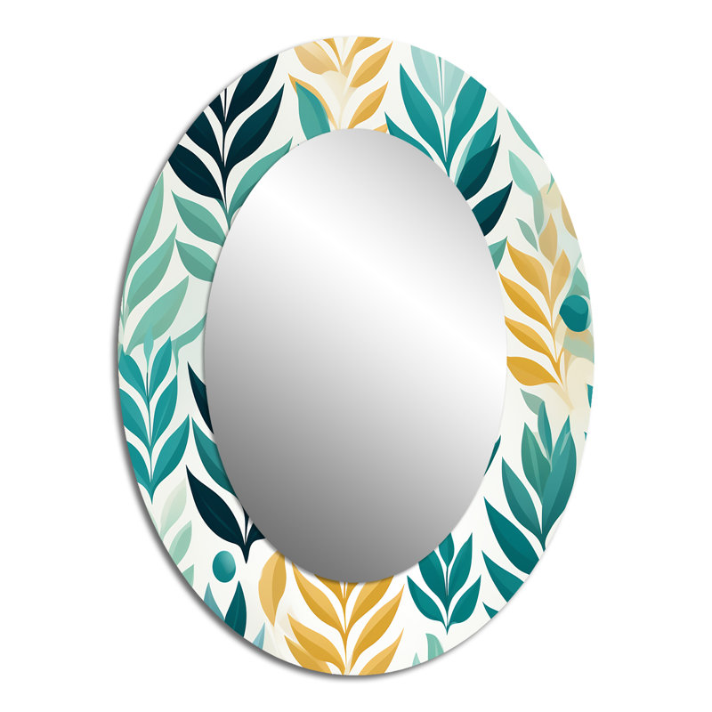 Plantes Bohemian Dream Green - Miroir mural moderne ovale, H 40 po x l 30 po