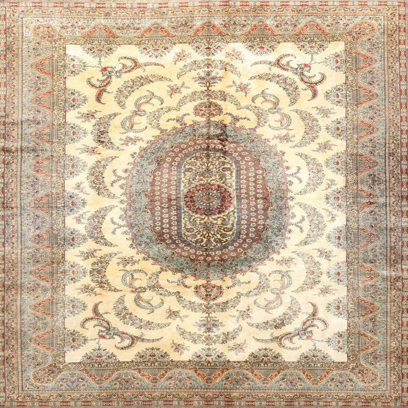 Oriental Brown/Yellow Area Rug, Round 6'