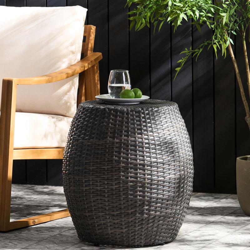 Patio Side Table 14.00", Strong Iron Positioning, Outdoor Hipster 14.00" Composition, Grace, Gray