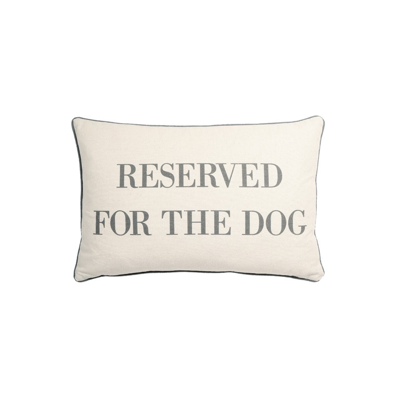 You and Me Reserved for the Dog Print Rectangular Cotton Lumbar Pillow, Down