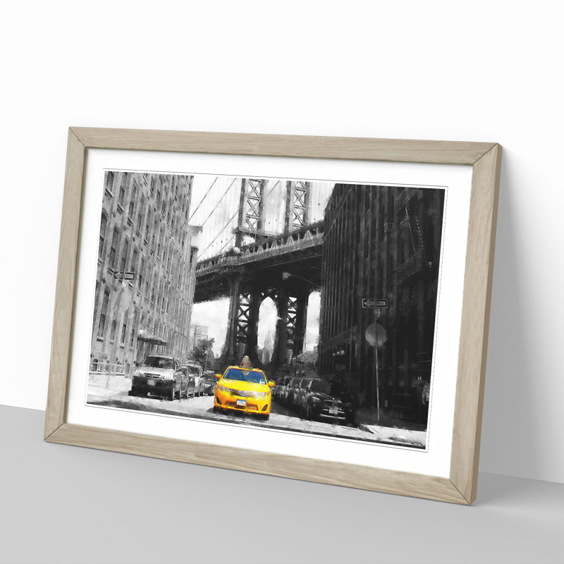 Yellow Taxi Cab Vol.1 - Framed Print, Oak Framed, 36cm H x 48cm W x 2cm D