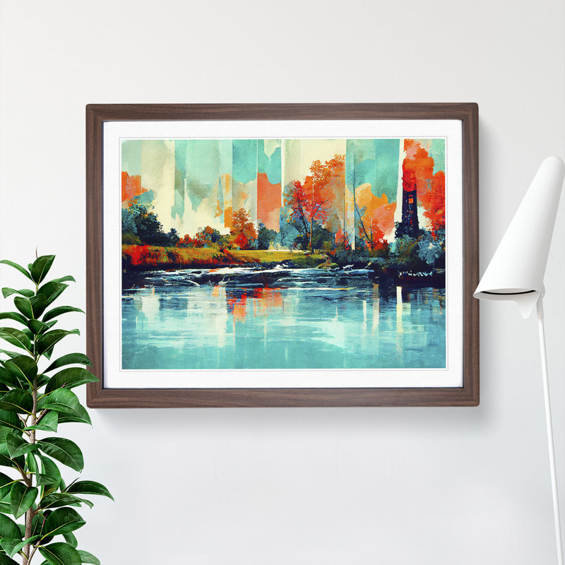 Abstract River - Framed Print, 46cm H x 64cm W x 2cm D, Walnut Framed