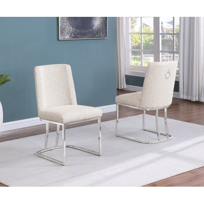 Chaises d'appoint Minimal avec tissu bouclé et base chromée
