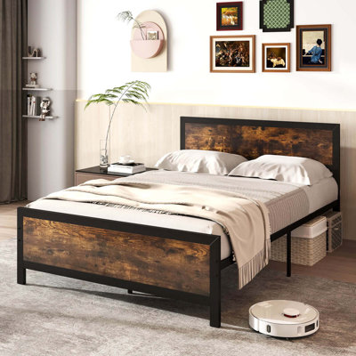 Metal Bed Frame With Headboard & Footboard Metal Slats Support by 17 Stories