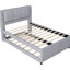 Lit double avec lit gigogne gris - Fabrication en bois massif et tête de lit incluse Pin +. Pas de sommier tapissier. Temps de sommeil confortable