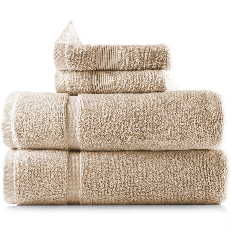 Danni-Leigh 6 Piece 100% Cotton Towel Set., Beige Cream, 4-pack Bath Set