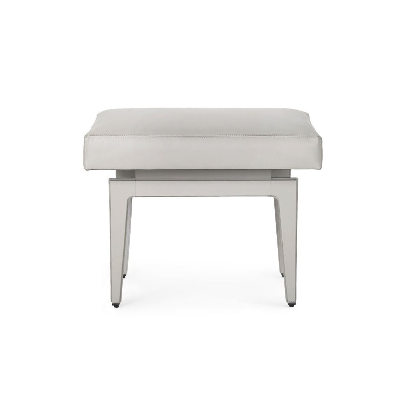 Winston Leather Accent Stool, Light Gray