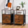 Kindall Industrial Rustic End Table Nightstand With Two Drawers And Open Shelf