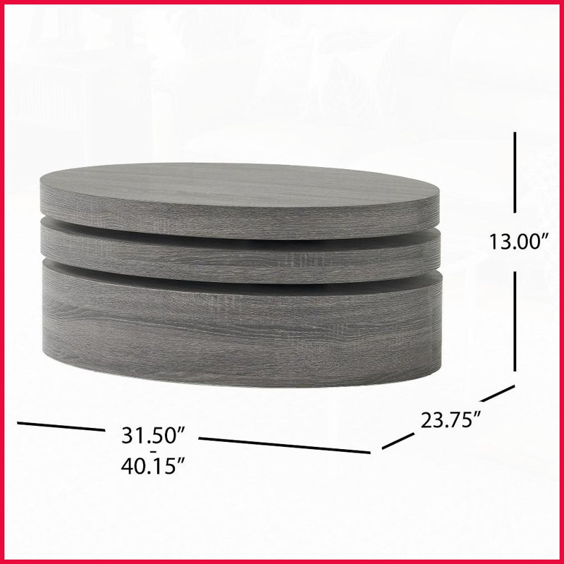 Table basse rotative moderne noire matte - 3 couches peu encombrantes, parfaite pour le salon Petits espaces