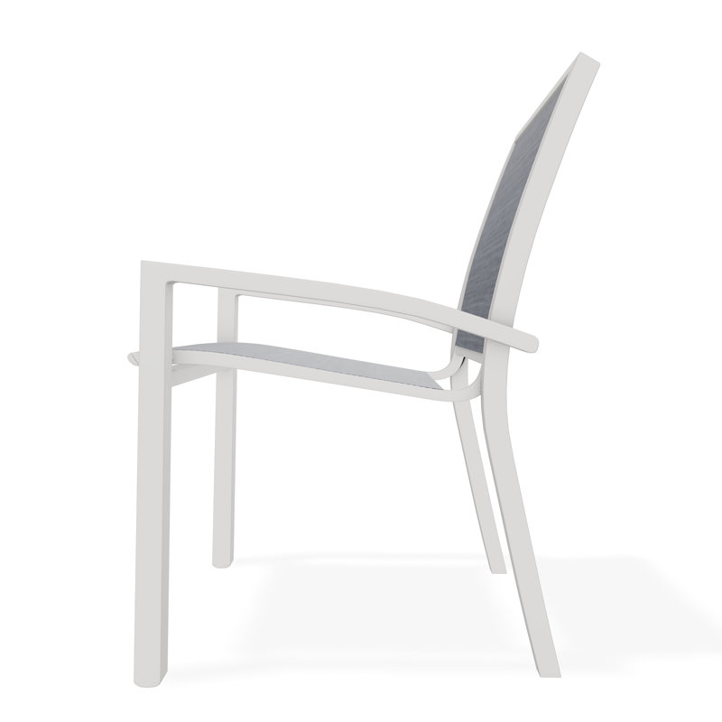 Kendall Outdoor Dining Chair, Snow, Augustine Denim