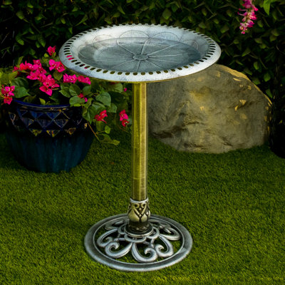28"H Pedestal Birdbath with Scrollwork Base