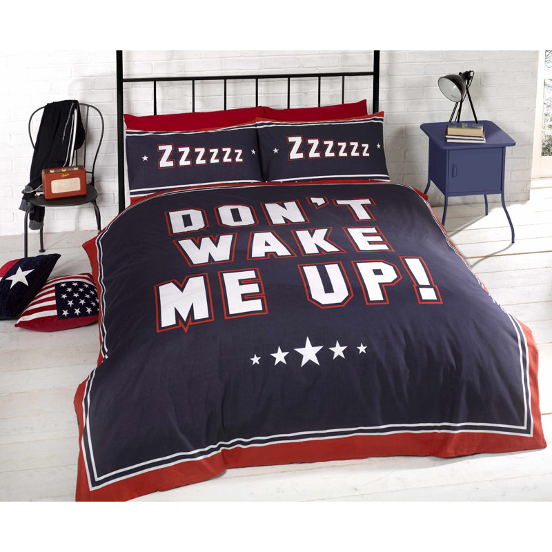 Kenney Polyester Duvet Cover with Pillowcases, Navy, Kingsize - 2 Standard Pillowcases