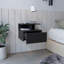 Adele Floating Nightstand , End Table, Side Table Drawer, Open Top Shelves -Black-129936292