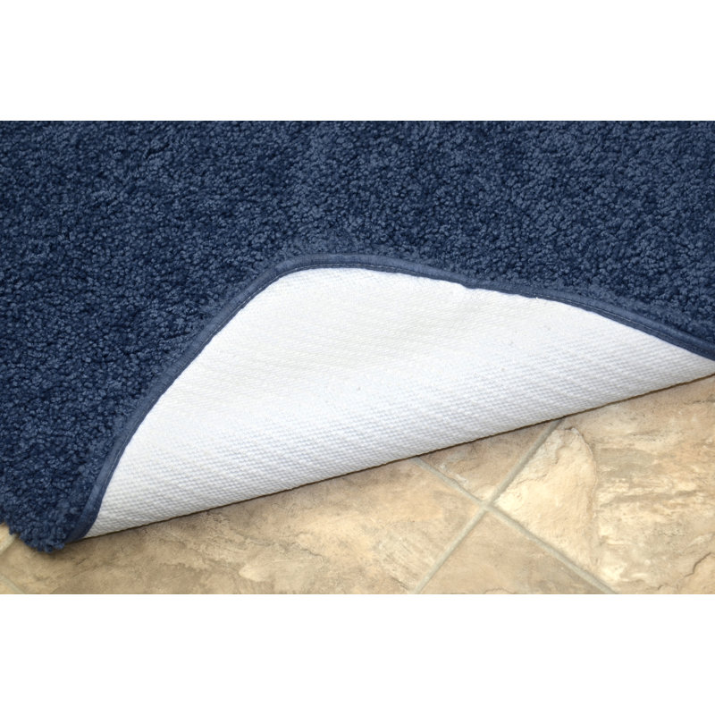 Devin Rectangle Nylon Non-Slip 2 Piece Shower Mat, Navy