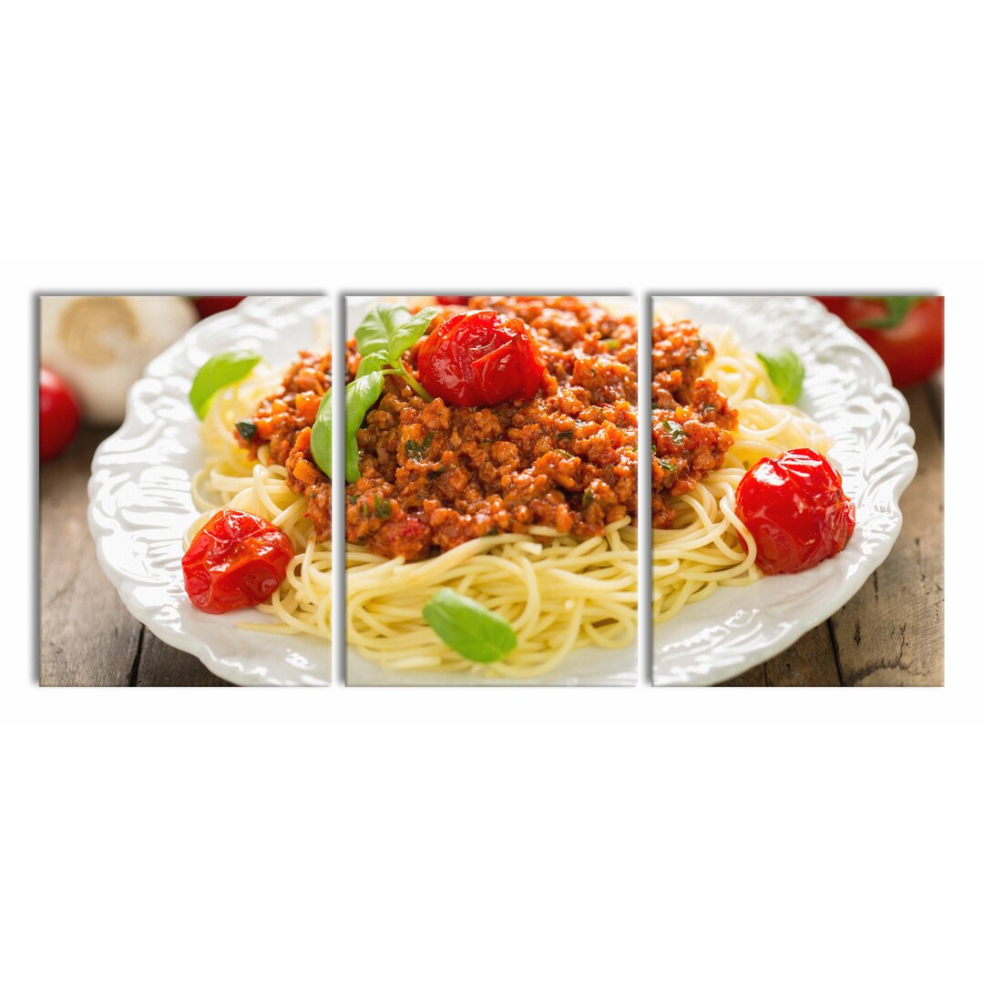 3-tlg. Leinwandbilder-Set Spaghetti Bolognese on a Plate