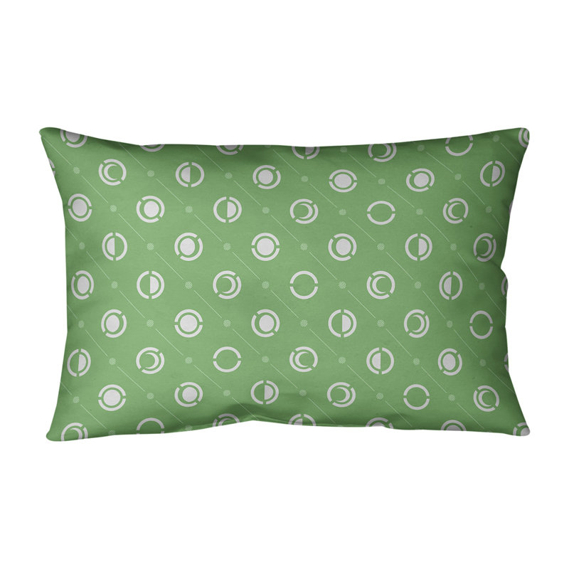 Coussin lombaire Moon phases, H 14 po x l 20 po, Pas de bourre, Blanc/vert