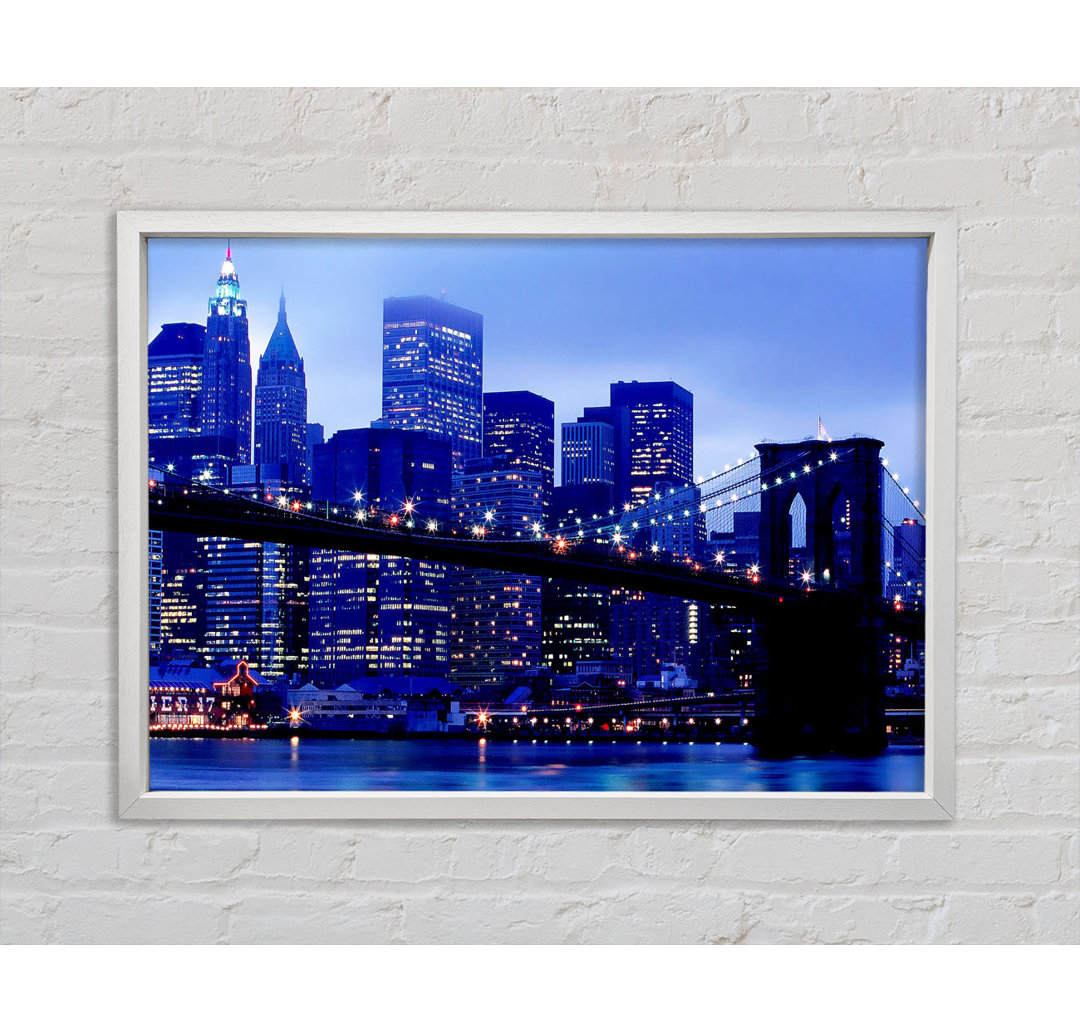 Brooklyn Bridge Blue Hue - Einzelner Bilderrahmen Kunstdrucke auf Leinwand